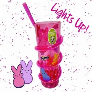 PINK Easter Peeps Light-Up Cup with Spiral Straw